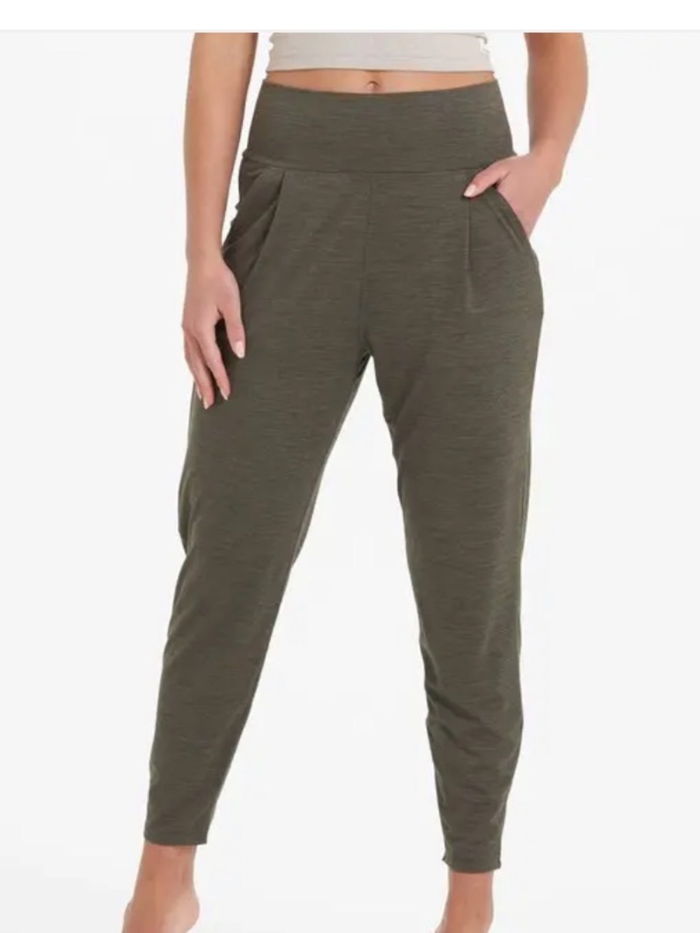 VOURI Lux At Ease Olive Green Jogger Pants Oregano Heather Women’s XS